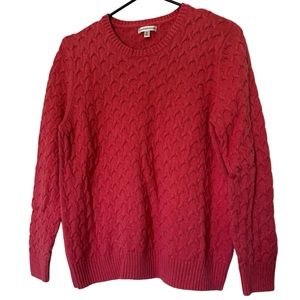 Croft & Barrow Cable Knit Sweater Crew Neck Coral 100% Cotton Size XL